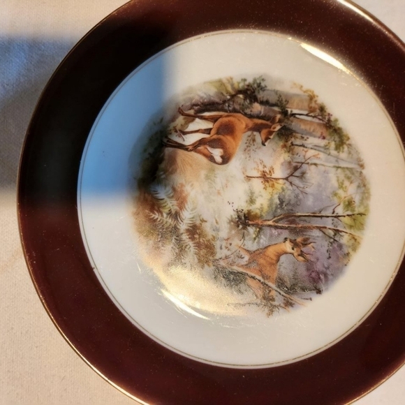 Vintage H&G Bavaria Elk‎ Mountain Scene Serving Tray w 9 Wildlife Salad Plates - Picture 5 of 16